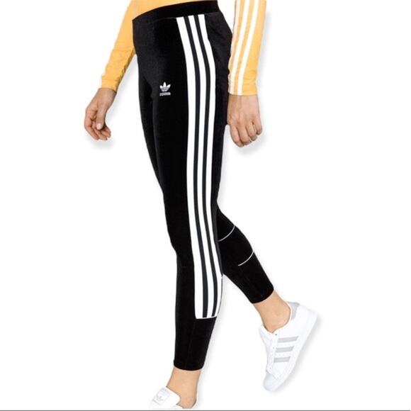 Adidas Black + White Velvet Velour Side Stripe Jogger Pants - Small - Picture 1 of 9